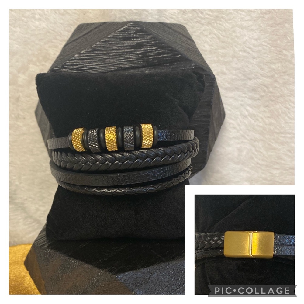 *NEW* Men’s Stainless Steel & Leather Bracelet